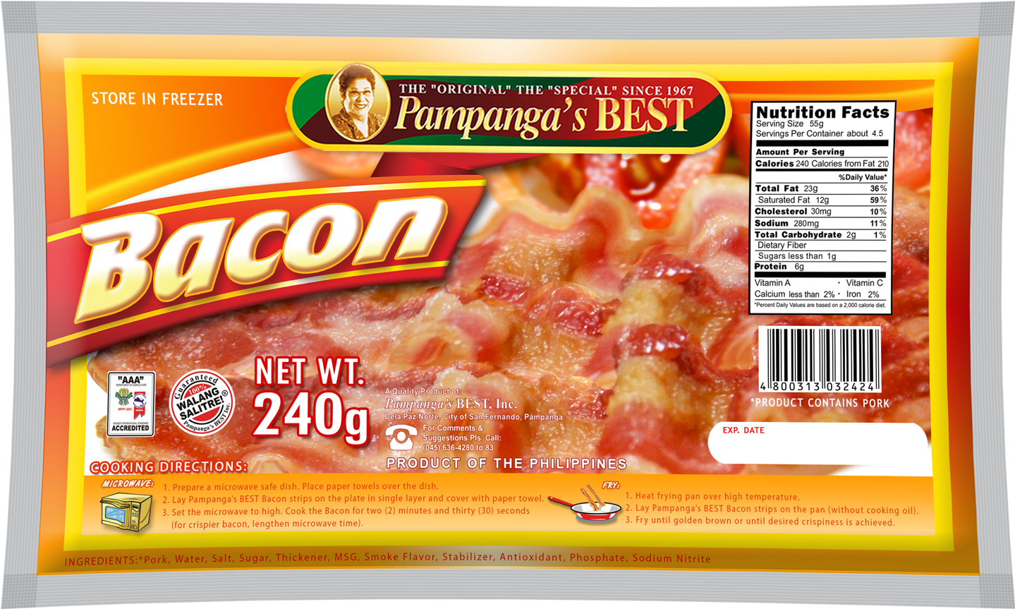 Pampangas Best Bacon Package240g PNG Image