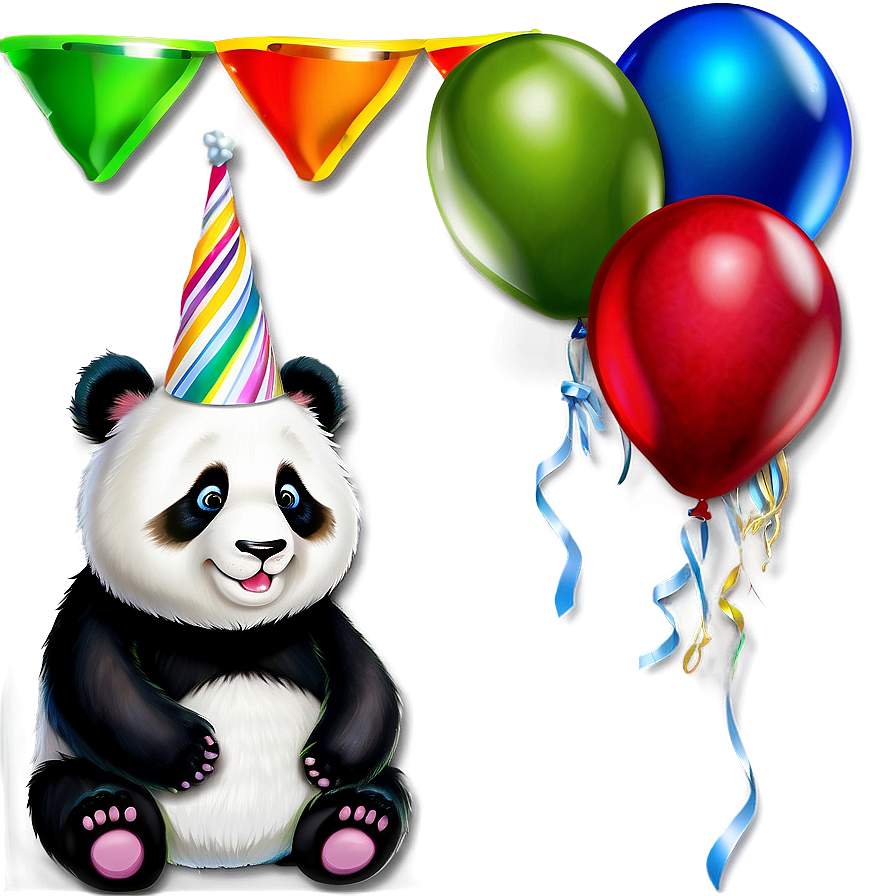 Panda Birthday Party Png Xmp PNG Image