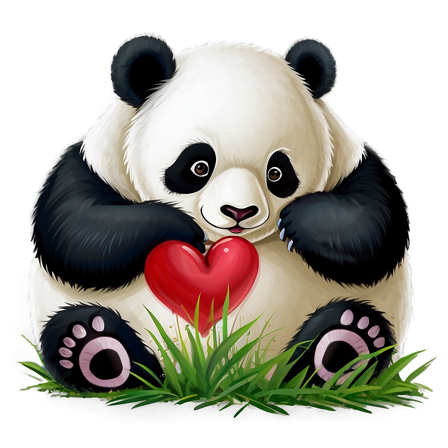 Panda Love Illustration Png Pjk PNG Image