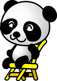 Panda Thinkingon Chair Graphic PNG Image