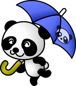 Panda With Umbrella Graphic PNG Image