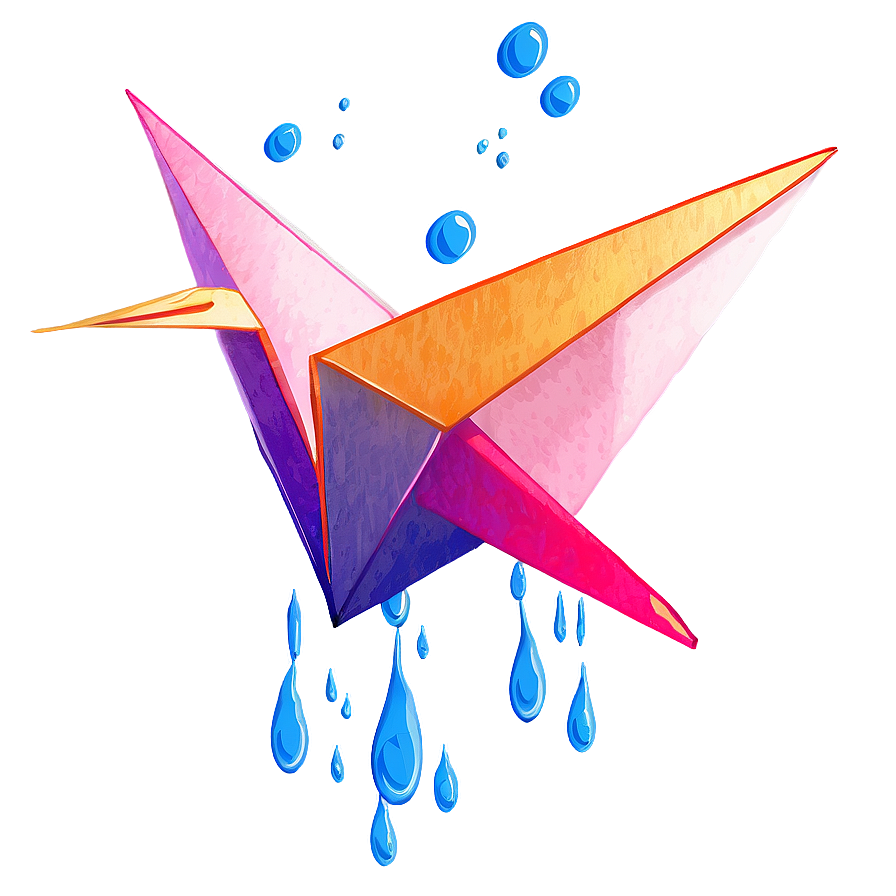 Paper Crane With Ink Splashes Png Fkj97 PNG Image