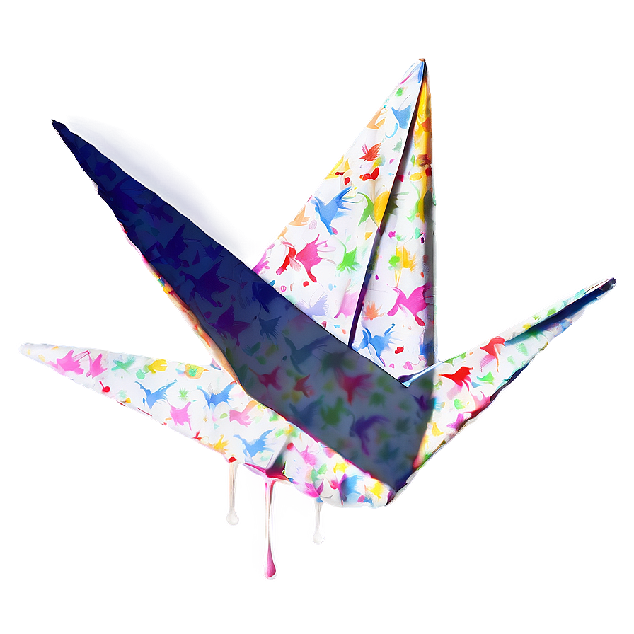 Paper Crane With Ink Splashes Png Sps PNG Image