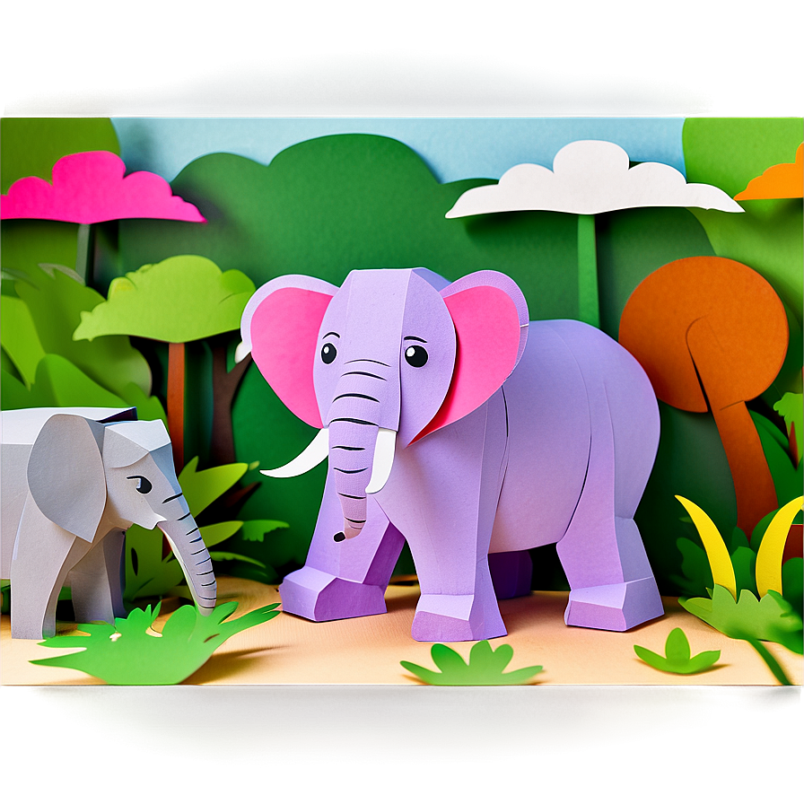 Papercraft Animals In Zoo Scene Png 80 PNG Image