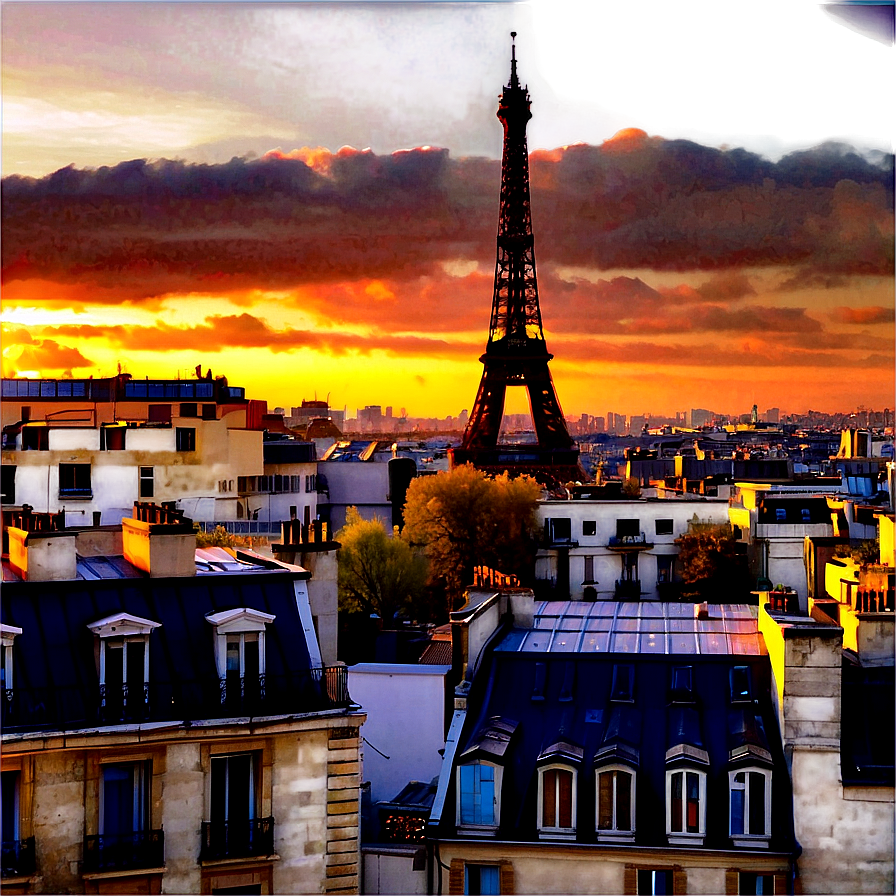 Paris Sunset Over Rooftops Png Ube1 PNG Image