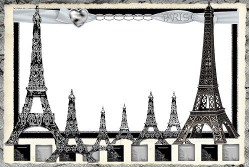 Paris Themed Photo Frame PNG Image