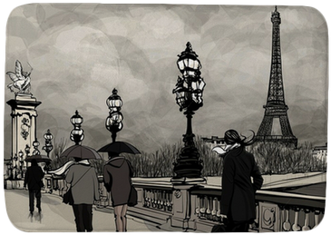 Parisian Stroll Eiffel Tower View PNG Image