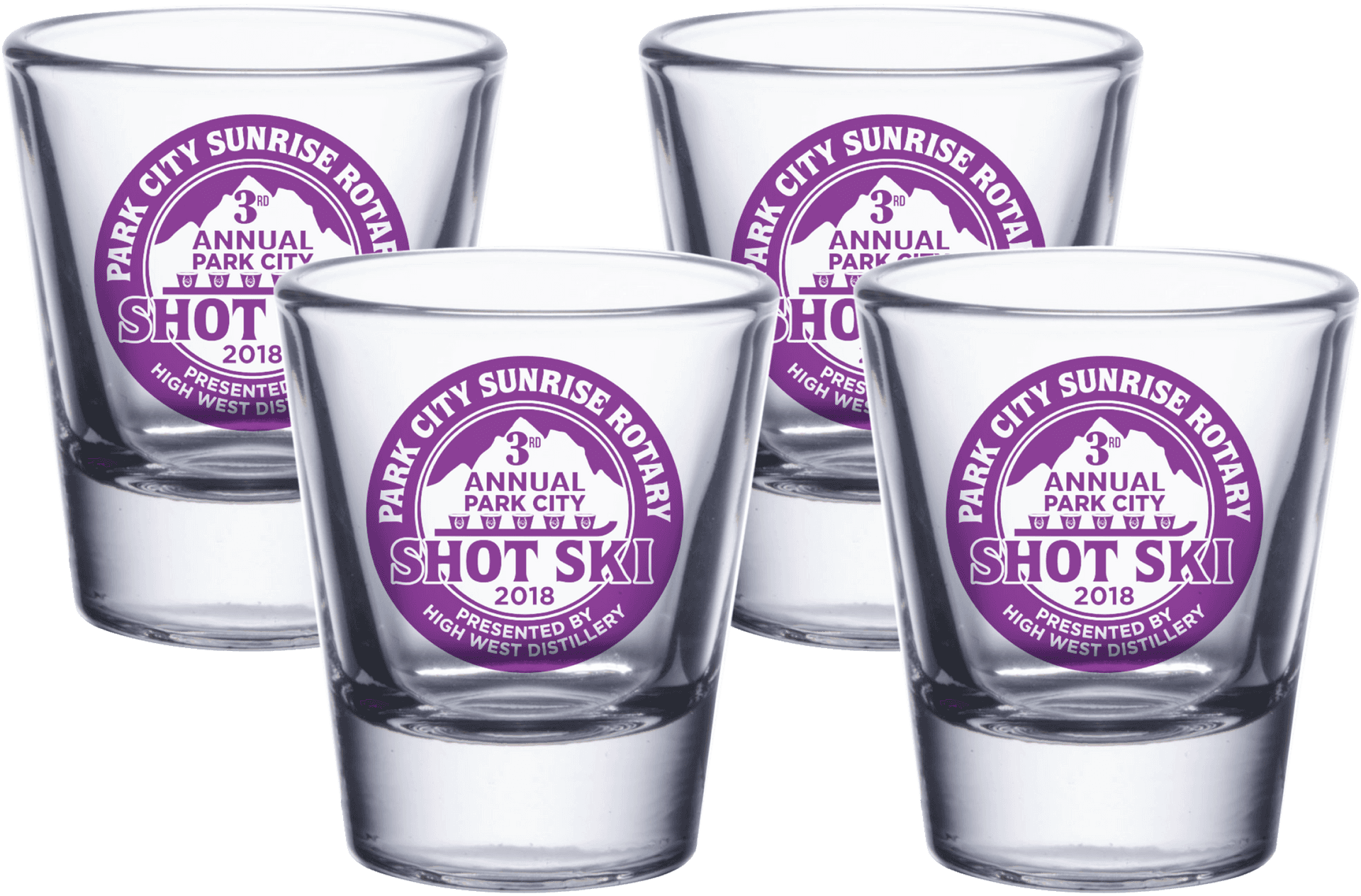 Park City Sunrise Rotary Shot Glasses2018 PNG Image