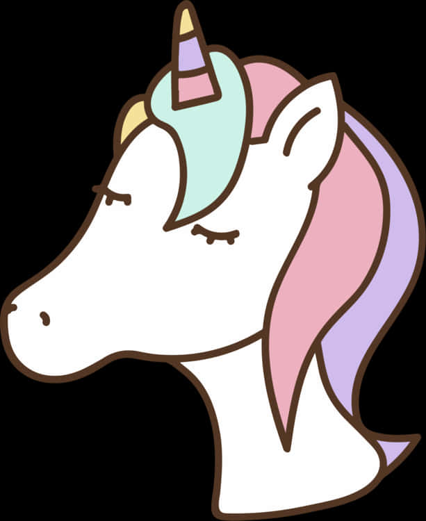 Pastel Colored Unicorn Head Graphic PNG Image