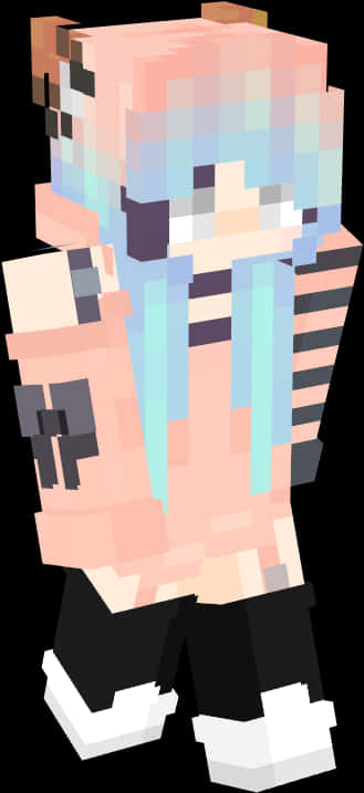 Pastel Gamer Girl Minecraft Skin PNG Image