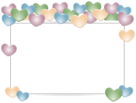 Pastel Hearts Frame PNG Image