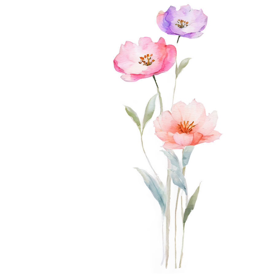 Pastel Watercolor Flowers Png Fjs PNG Image