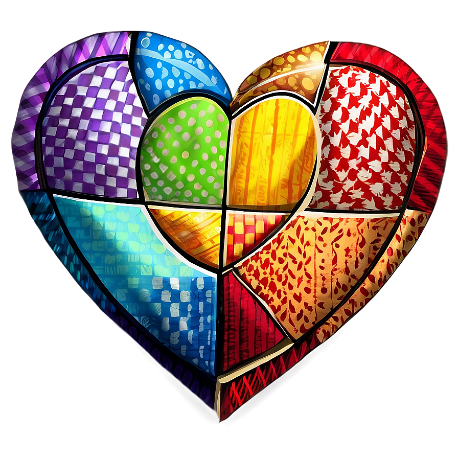 Patchwork Heart Clipart Design Png Bex45 PNG Image