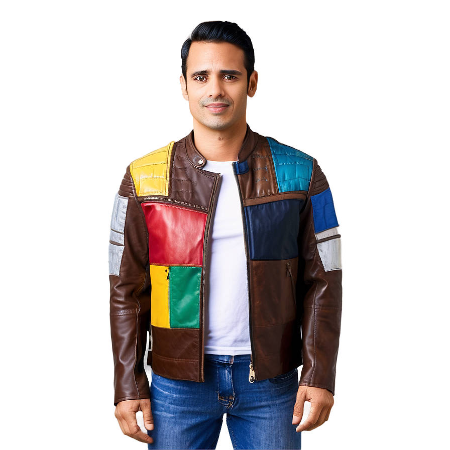 Patchwork Leather Jacket Png 62 PNG Image