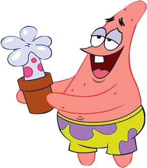 Patrick Star Holding Flower Pot PNG Image