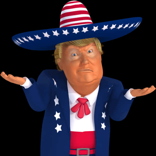 Patriotic Cartoon Figure Gesture PNG Image