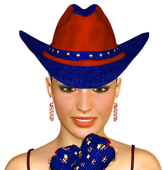 Patriotic Cowgirl3 D Render PNG Image