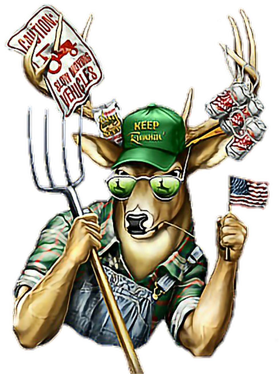 Patriotic Deer Cartoon Redneck PNG Image