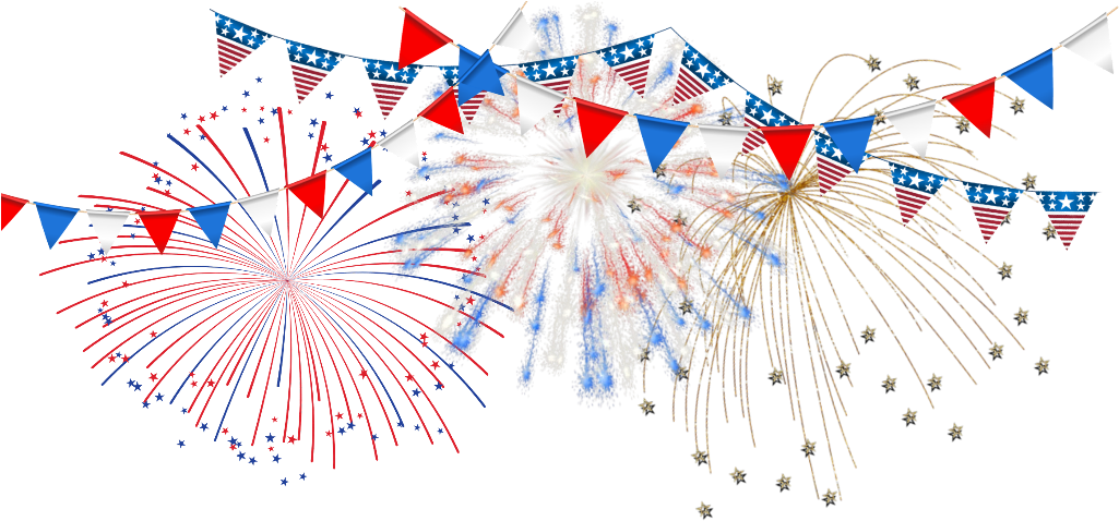 Patriotic Fireworksand Bunting Clipart PNG Image