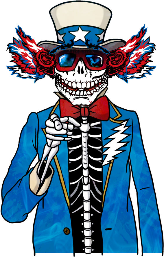 Patriotic Skeleton Uncle Sam Cartoon PNG Image