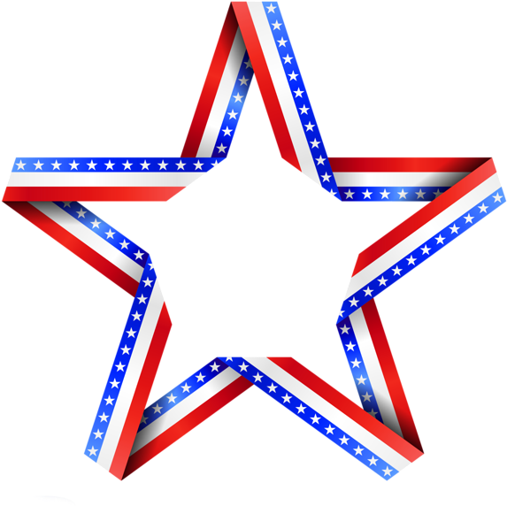 Patriotic Star Ribbon Graphic PNG Image