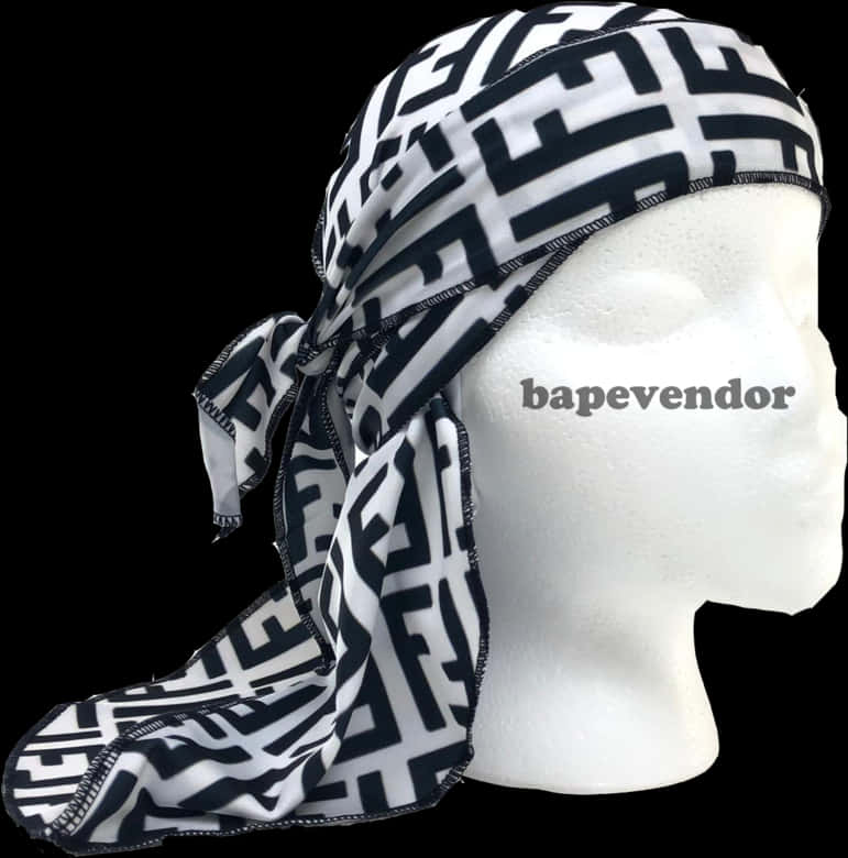 Patterned Blackand White Duragon Mannequin Head PNG Image