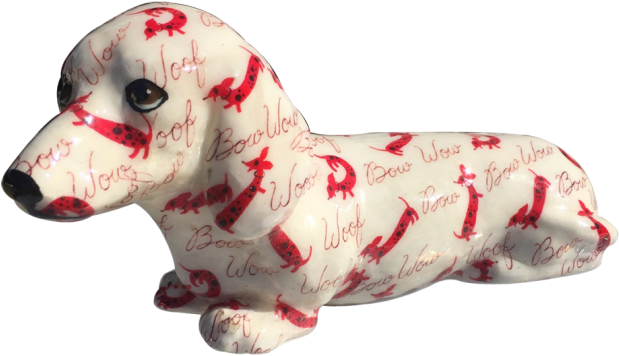 Patterned Dachshund Figurine PNG Image