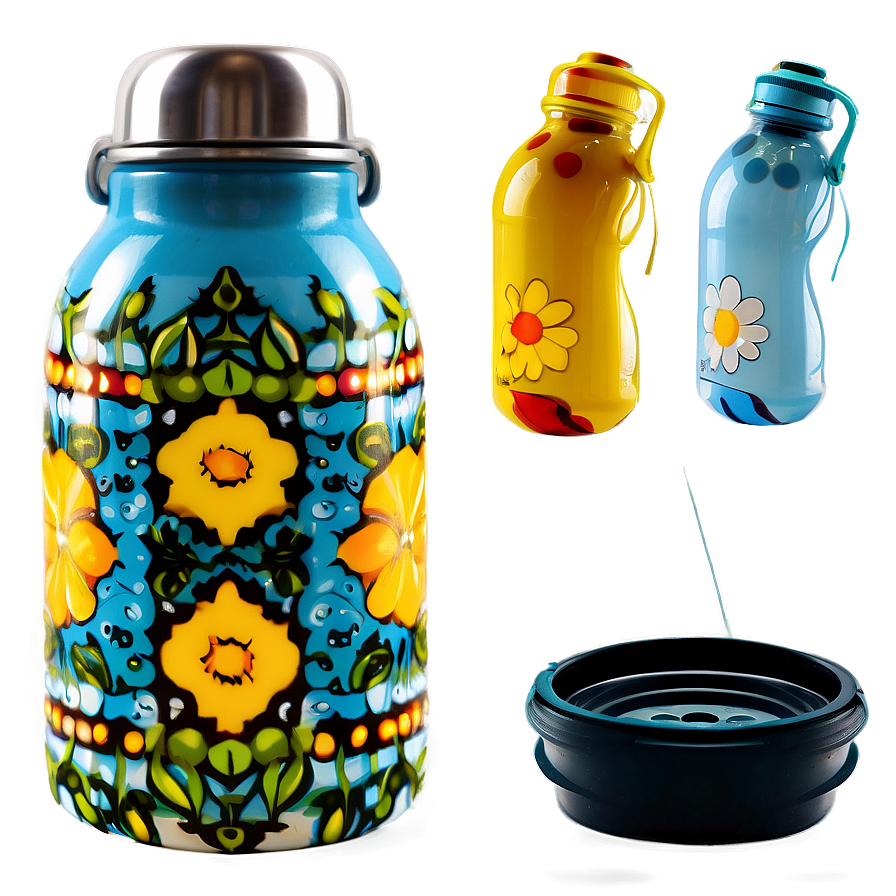 Patterned Reusable Water Bottle Png 64 PNG Image