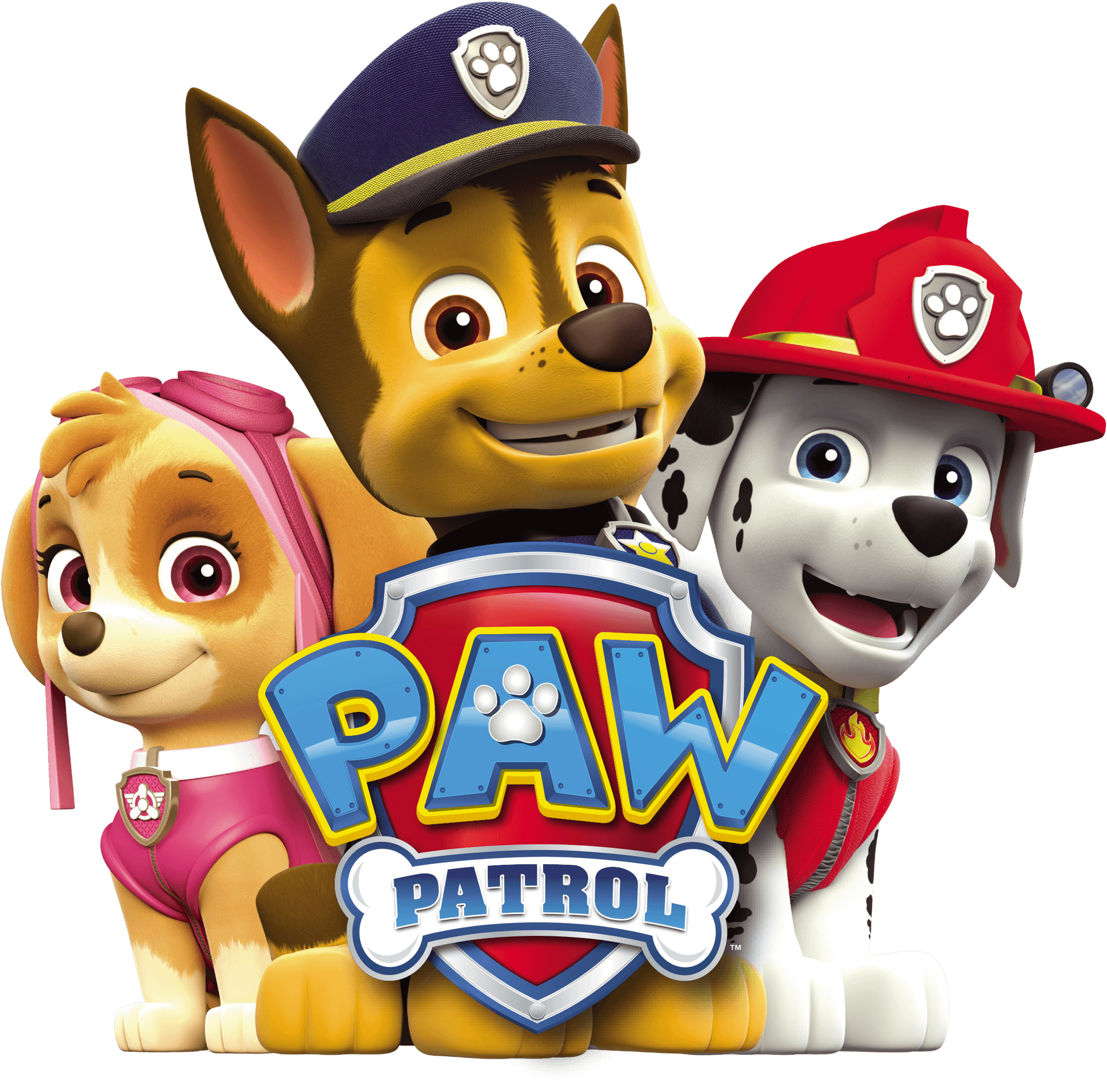 Paw Patrol Characters Chase Skye Marshall PNG Image