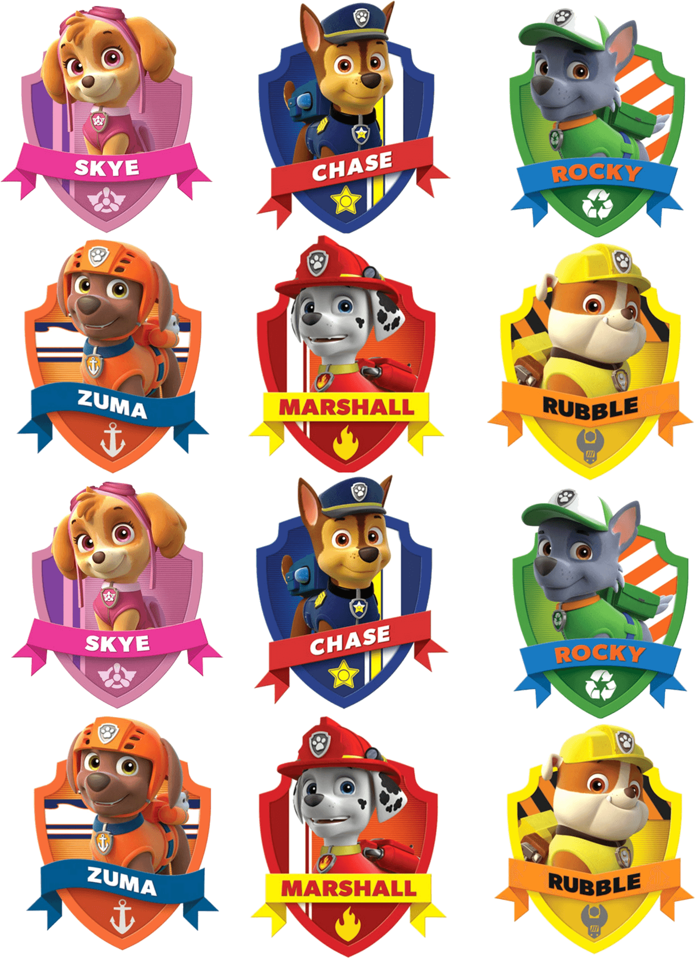 Paw Patrol Characters Shields PNG Image