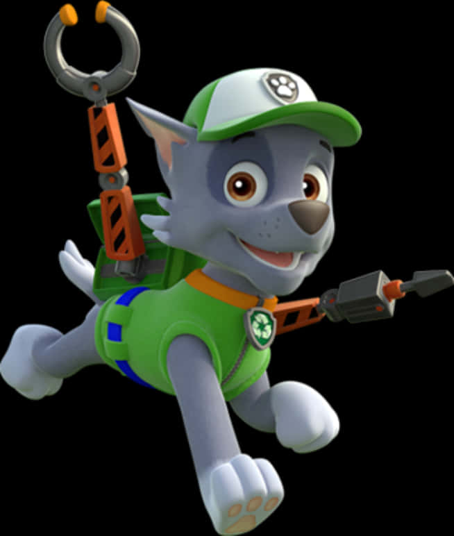 Paw Patrol Rocky Action Pose PNG Image