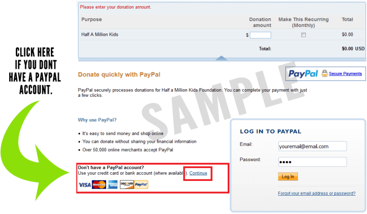 Pay Pal Donation Checkout Screen Sample PNG Image