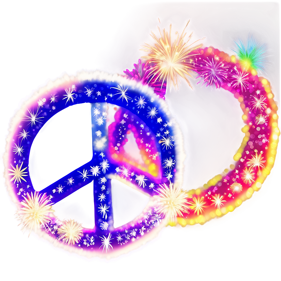 Peace Sign In Fireworks Png Okm PNG Image