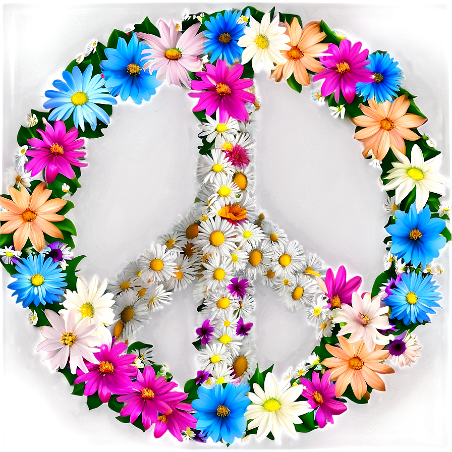 Peace Sign With Flowers Png 05252024 PNG Image