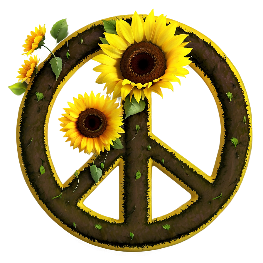 Peace Sign With Sunflowers Png Xij86 PNG Image