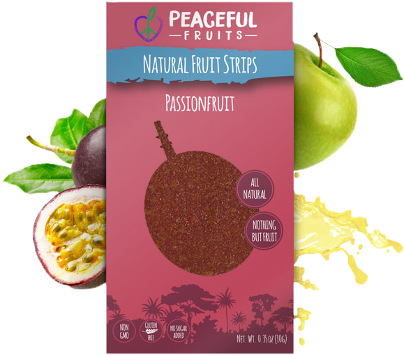 Peaceful Fruits Passionfruit Strips Packaging PNG Image