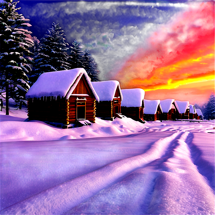 Peaceful Snowfall Village Png Gxc PNG Image