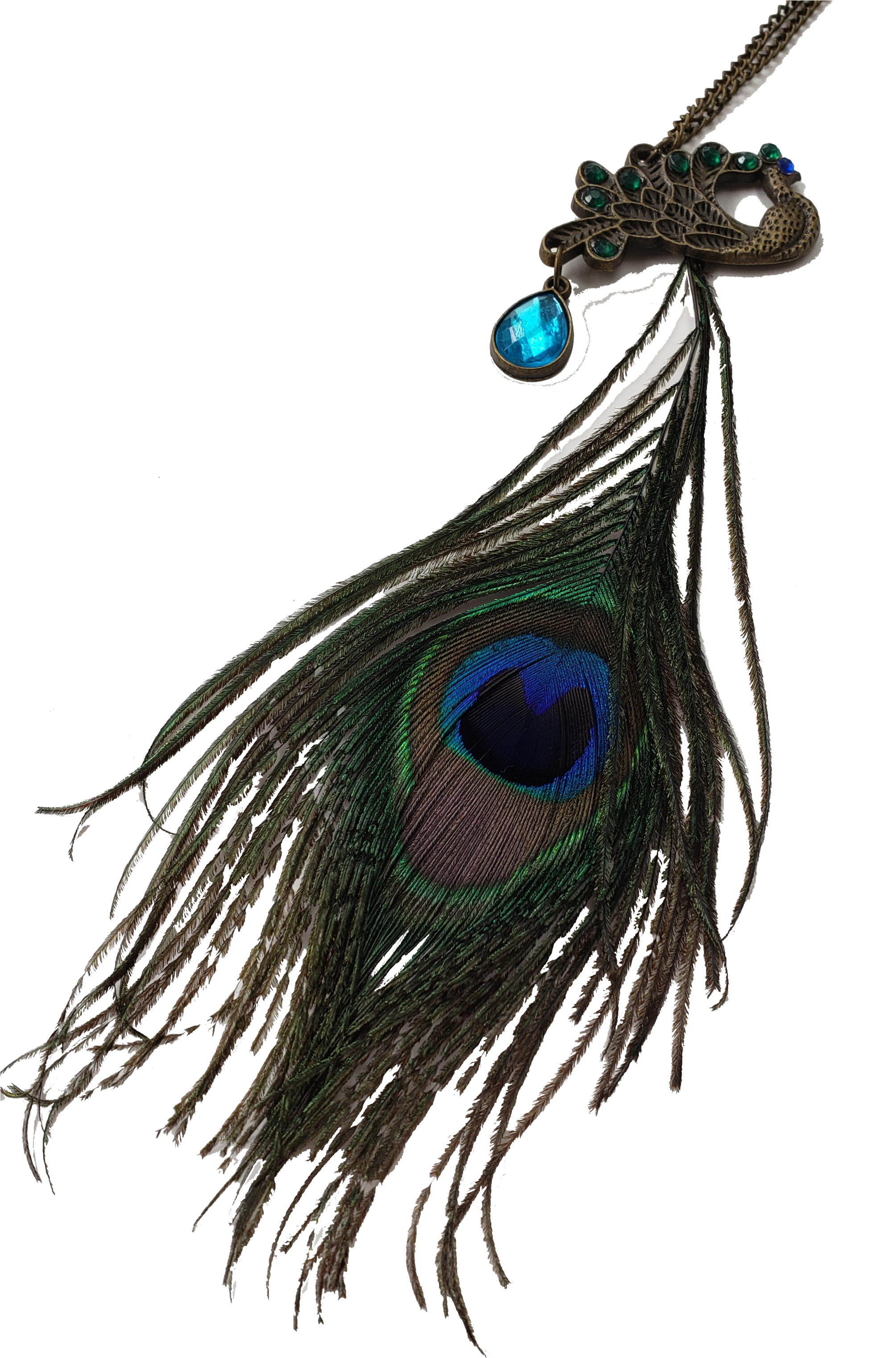 Peacock Feather Pendant Jewelry PNG Image