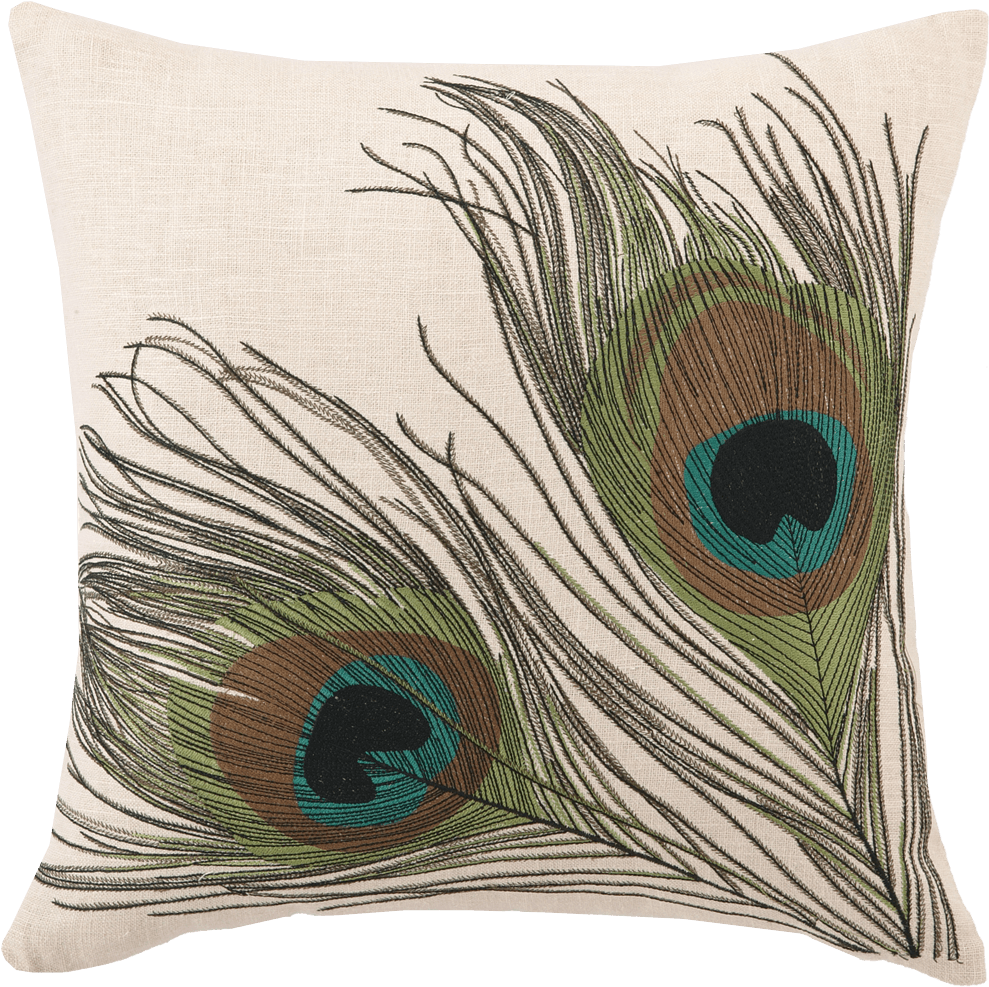 Peacock Feather Pillow Design PNG Image