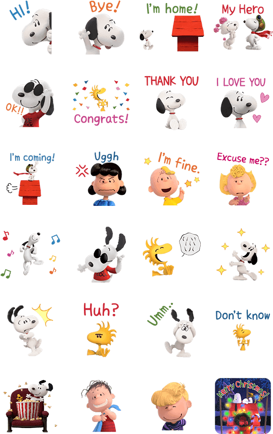 Peanuts Characters Emotions Stickers PNG Image