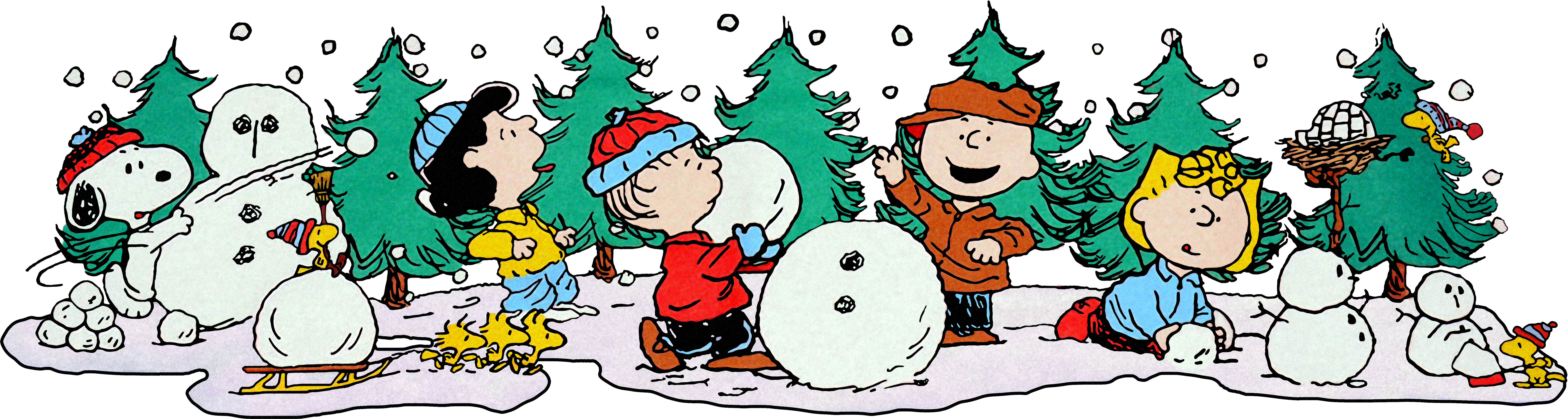 Peanuts Gang Winter Fun.png PNG Image