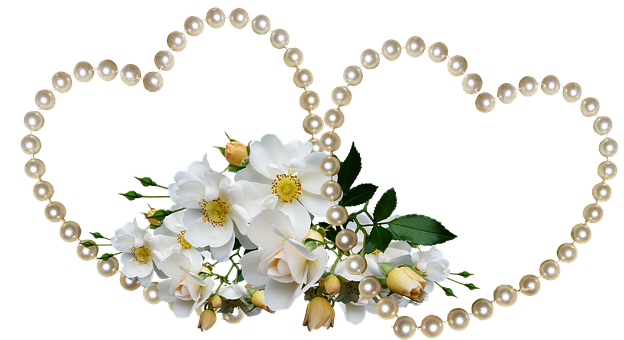 Pearl Embellished Floral Hearts PNG Image