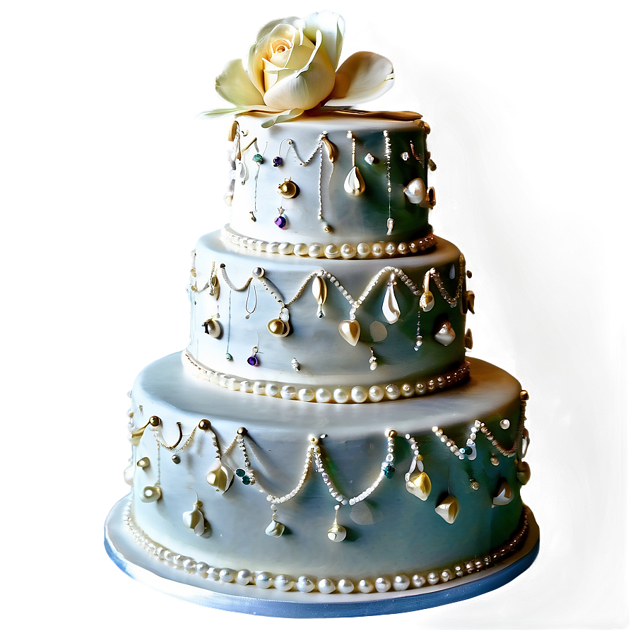 Pearl Embellished Wedding Cake Png Jvt PNG Image