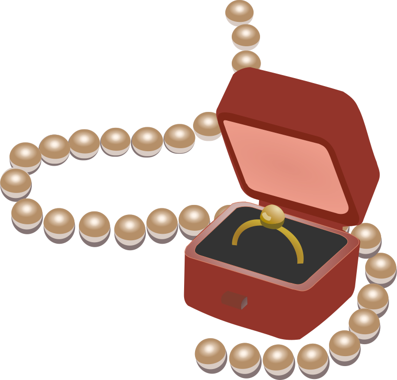 Pearl Necklaceand Ring Box Clipart PNG Image