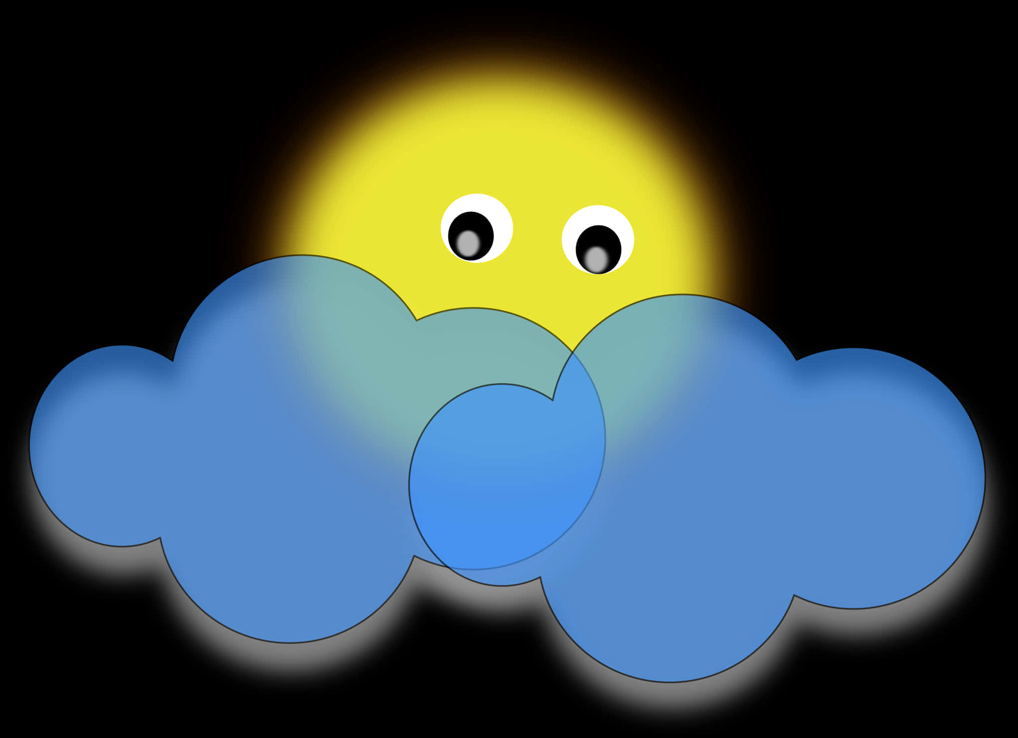 Peeking Sun Behind Clouds PNG Image