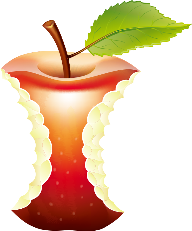 Peeling Red Apple Illustration PNG Image