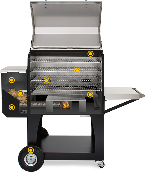 Pellet Smoker Grill Open View PNG Image