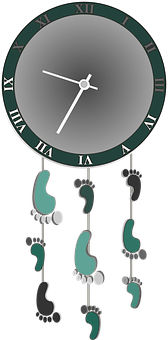 Pendulum Clock Footsteps PNG Image