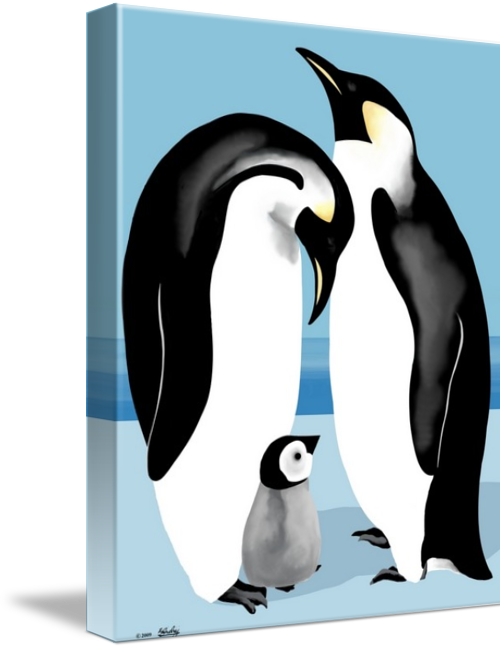 Penguin Family Canvas Art PNG Image