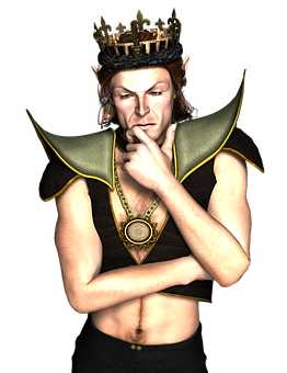 Pensive Fantasy King Portrait PNG Image